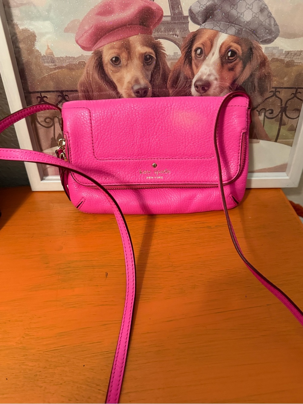 Kate Spade Hot Pink Pebbled Leather Crossbody Bag